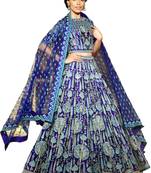 Royal-blue thread embroidery
 silk semi stitched lehenga