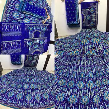 Royal-blue thread embroidery
 silk semi stitched lehenga 2