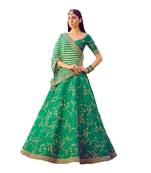 Green thread embroidery

 silk semi stitched lehenga