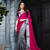 Dark-pink & Dark-grey embroidered net saree with blouse