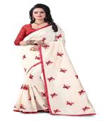 Red Embroidered South Silk Saree With Blouse