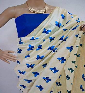 Blue Embroidered South Silk Saree With Blouse 2