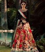 Multicolor Floral Print Art Silk Semi Stitched Lehenga Choli