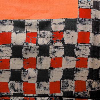 Orange Printed Silk Blend Saree With Blouse 5