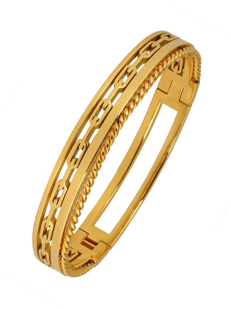Italian 22K Gold 316L Surgical Stainless Steel Openable Free Size Kada Bracelet Boys Men