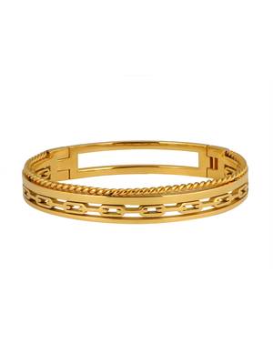 Italian 22K Gold 316L Surgical Stainless Steel Openable Free Size Kada Bracelet Boys Men 2