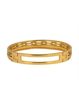 Italian 22K Gold 316L Surgical Stainless Steel Openable Free Size Kada Bracelet Boys Men 3