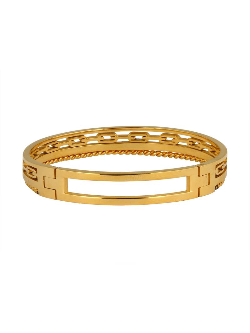 Italian 22K Gold 316L Surgical Stainless Steel Openable Free Size Kada Bracelet Boys Men