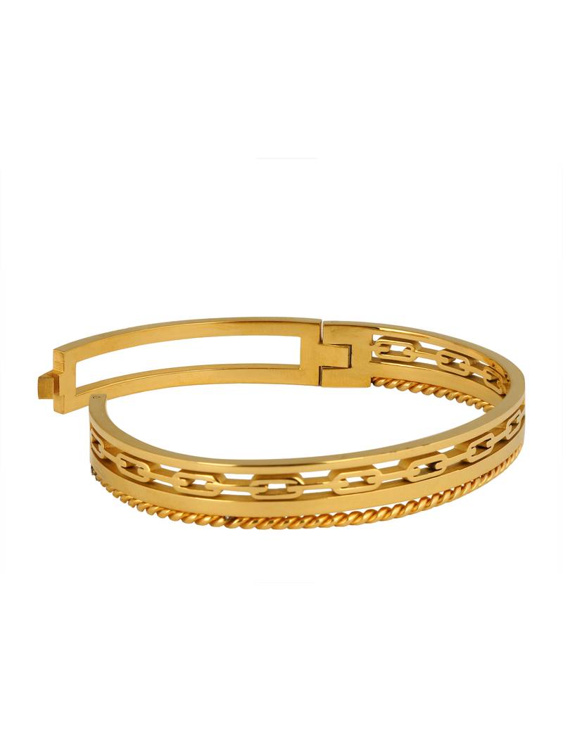 Italian 22K Gold 316L Surgical Stainless Steel Openable Free Size Kada Bracelet Boys Men