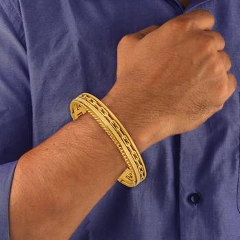 Italian 22K Gold 316L Surgical Stainless Steel Openable Free Size Kada Bracelet Boys Men 5