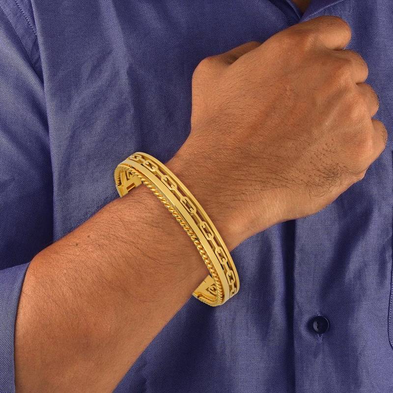 Italian 22K Gold 316L Surgical Stainless Steel Openable Free Size Kada Bracelet Boys Men