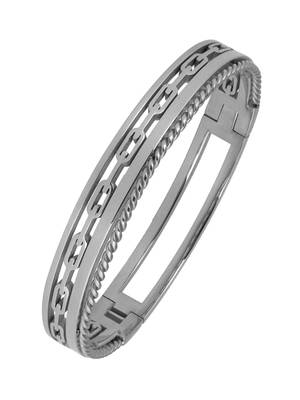 Italian Silver Rhodium 316L Surgical Stainless Steel Openable Free Size Kada Bracelet Boys Men 1