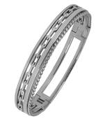 Italian Silver Rhodium 316L Surgical Stainless Steel Openable Free Size Kada Bracelet Boys Men