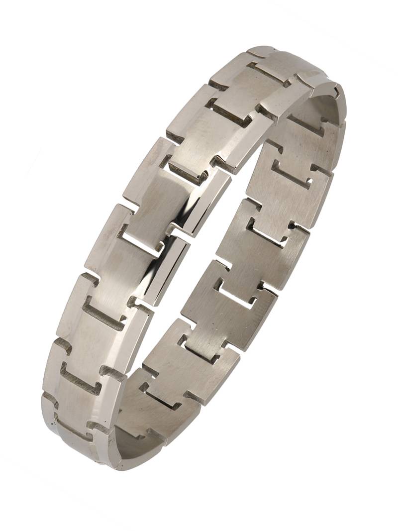 Italian Geometric Silver Rhodium 316L Surgical Stainless Steel Openable Kada Bracelet Boys Men