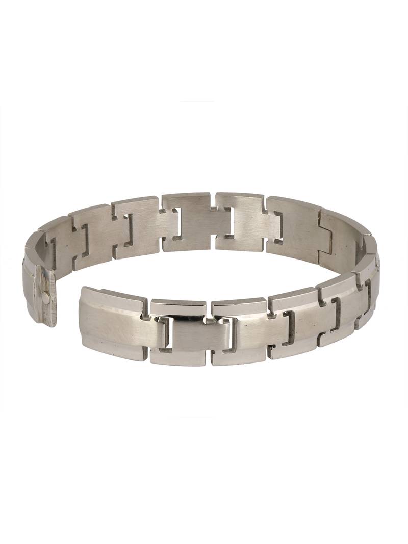 Italian Geometric Silver Rhodium 316L Surgical Stainless Steel Openable Kada Bracelet Boys Men