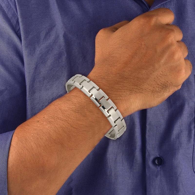 Italian Geometric Silver Rhodium 316L Surgical Stainless Steel Openable Kada Bracelet Boys Men