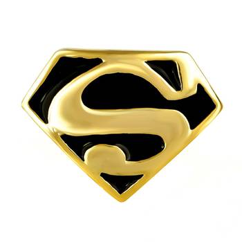 Formal Shirt Superman Logo Black Enamel Gold Plated Cufflinks Pair Boys Men Gift Box 2