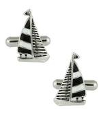 Black White Ship Sail Designer Cufflinks Pair Formal Shirt Suit Gift Box Men