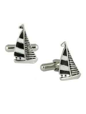 Black White Ship Sail Designer Cufflinks Pair Formal Shirt Suit Gift Box Men 2