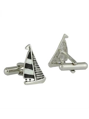 Black White Ship Sail Designer Cufflinks Pair Formal Shirt Suit Gift Box Men 3