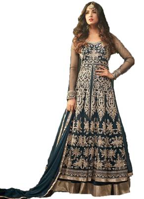 Dark-green multi resham work georgette salwar 1