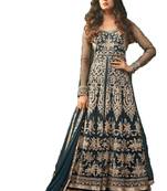 Dark-green multi resham work georgette salwar