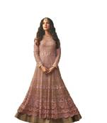 Peach multi resham work art silk salwar