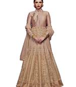 Peach multi resham work banarasi silk salwar