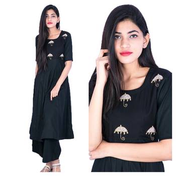 Black multi resham work rayon salwar 1