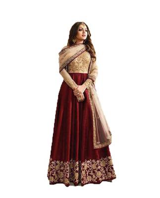 Maroon thread embroidery georgette salwar 1