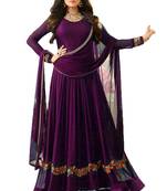 Violet thread embroidery georgette salwar