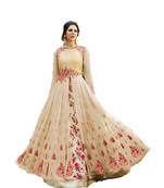 Cream thread embroidery georgette salwar
