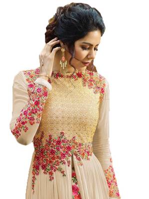 Cream thread embroidery georgette salwar 2
