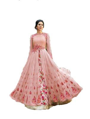 Light-pink thread embroidery georgette salwar 1