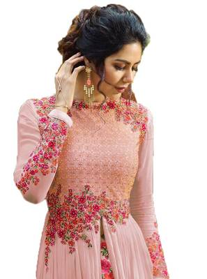 Light-pink thread embroidery georgette salwar 2