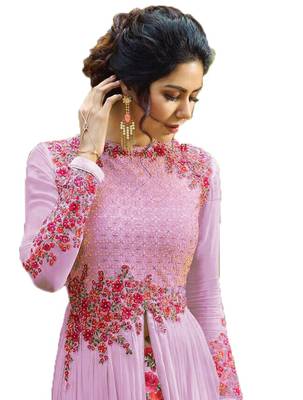 Pink thread embroidery georgette salwar 2