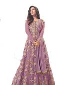 Violet thread embroidery net salwar