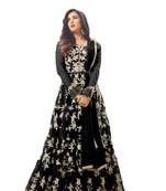 Black thread embroidery net salwar