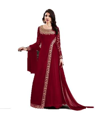 Red thread embroidery georgette salwar 1