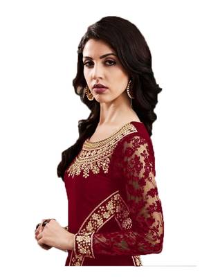 Red thread embroidery georgette salwar 2