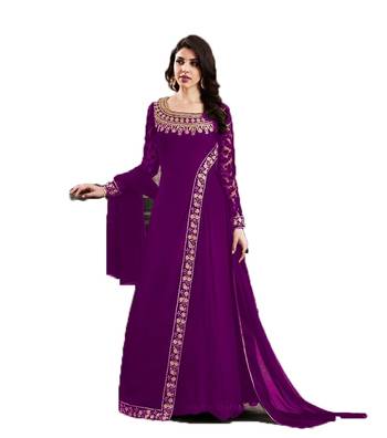 Violet thread embroidery georgette salwar 1