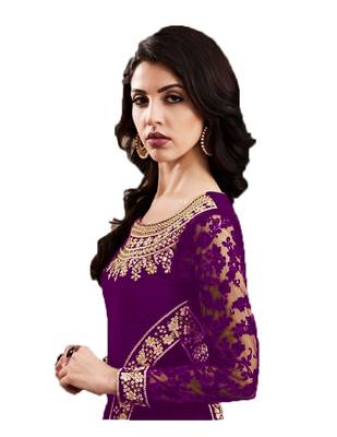 Violet thread embroidery georgette salwar 2