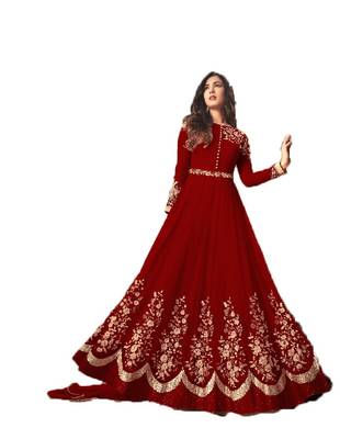 Red multi resham work georgette salwar 1