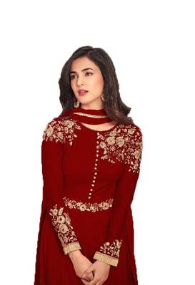Red multi resham work georgette salwar 2