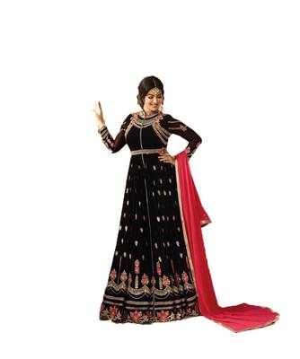 Black multi resham work georgette salwar 1