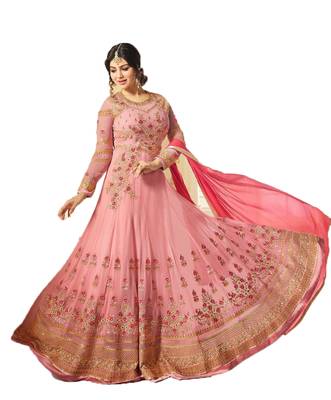 Pink multi resham work georgette salwar 1