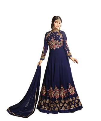 Blue multi resham work georgette salwar 1