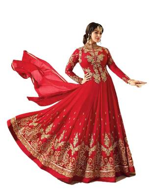 Red multi resham work georgette salwar 1
