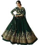 Dark-green multi resham work georgette salwar