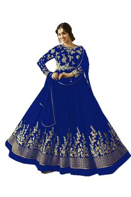 Blue multi resham work georgette salwar 1